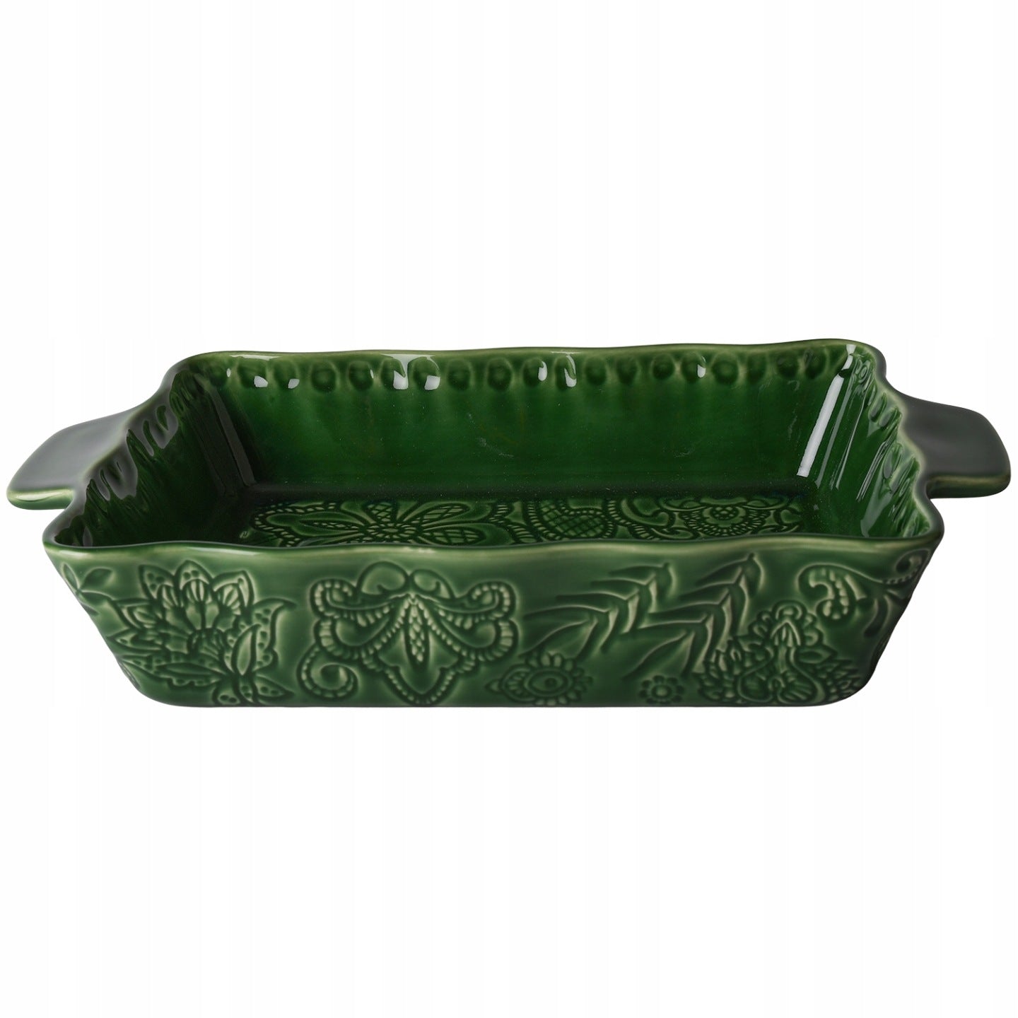 NACZYNIE ŻAROODPORNE CERAMICZNE DUŻE 34cm DO PIEKARNIKA PROSTOKĄTNE ZIELONE