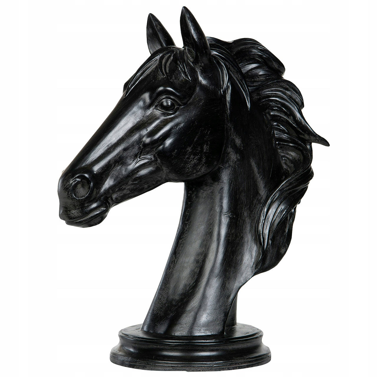 FIGURKA GŁOWA KONIA CZARNY MAT WYS. 41CM