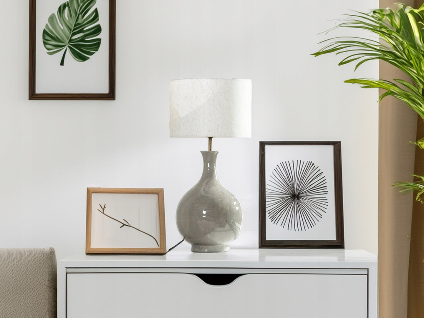 KLOSZ DO LAMPY biały lniany walec 30cm