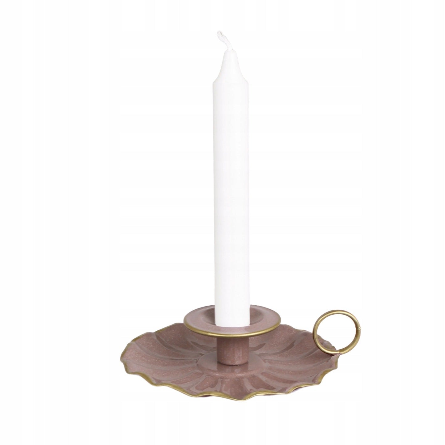 ŚWIECZNIK INGRID RÓŻOWY / ZŁOTY ŚR. 16CM