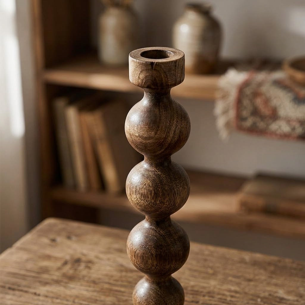 ŚWIECZNIK KANDELABR 35cm WYSOKI BOHO RETRO DO DOMU SALONU DEKORACJA OZDOBA