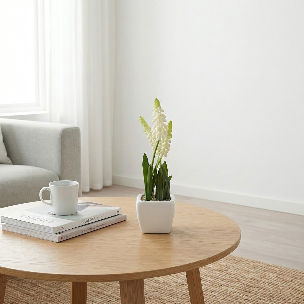 HIACYNT SZTUCZNY JAK ŻYWY MAŁY W DONICZCE BIAŁY REALISTYCZNY DO DOMU SALONU