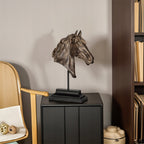 FIGURKA GŁOWA KONIA BRĄZOWA 41CM