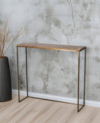 KONSOLA METALOWA DREWNIANA BOHO 2 SZT.