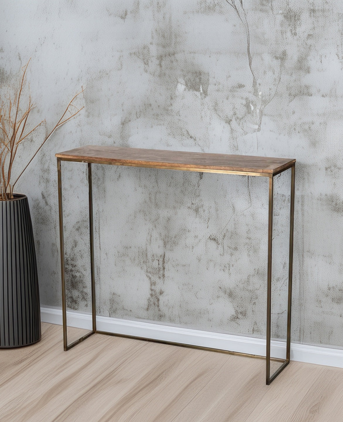 KONSOLA METALOWA DREWNIANA BOHO 2 SZT.