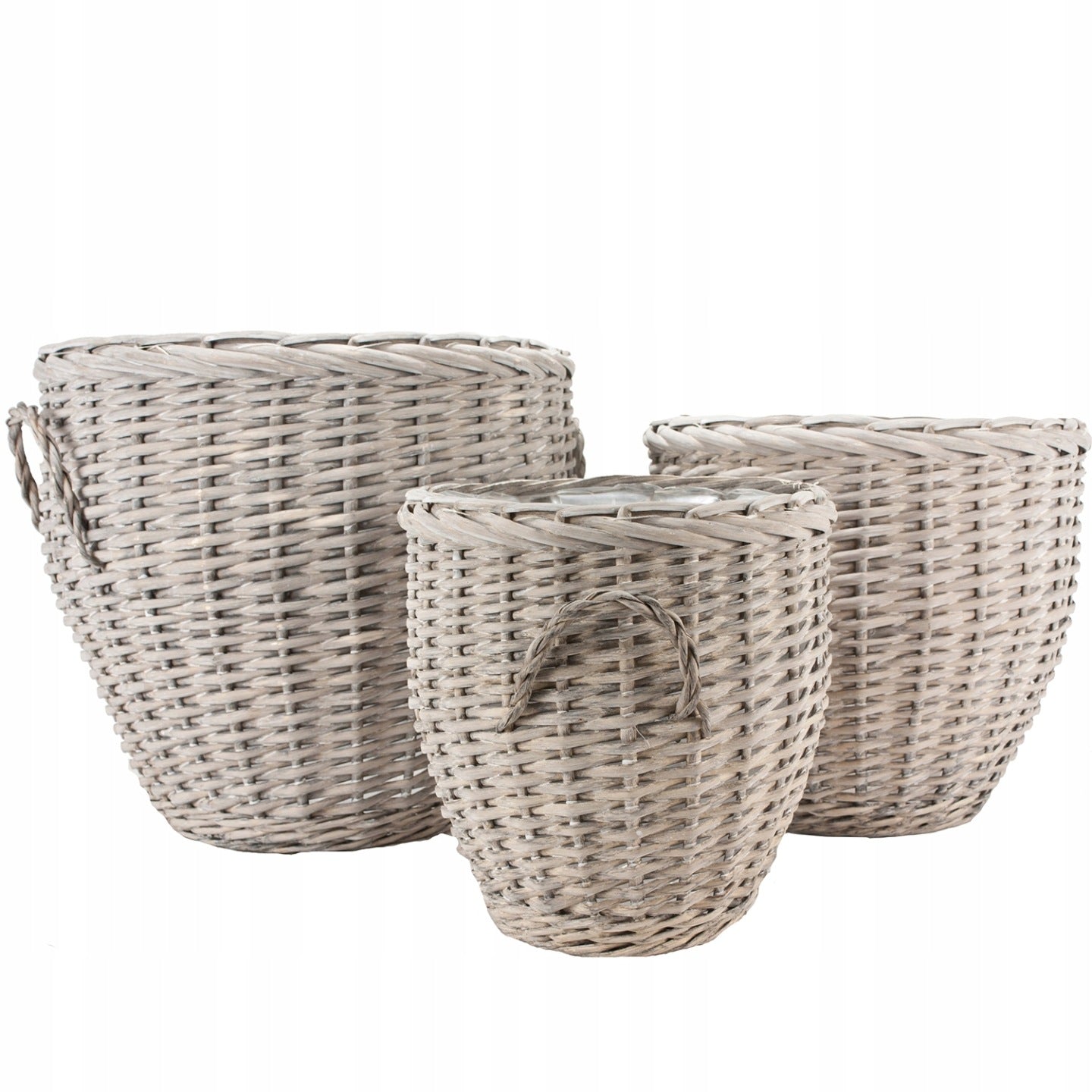 DONICZKA KOSZ WIKLINOWA SZARA duża 3 szt.