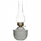 ŚWIECZNIK LAMPA NAFTOWA SZARY TEALIGHT SZKLANY METALOWY SKANDYNAWSKI 34CM