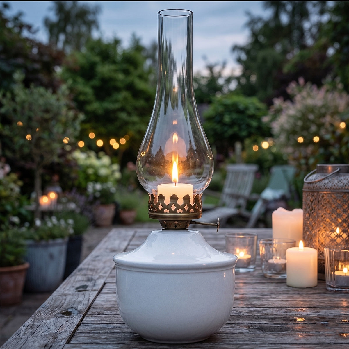 LAMPION ŚWIECZNIK TEALIGHT BIAŁY LAMPA NAFTOWA LOFT METAL DEKORACJA OZDOBA