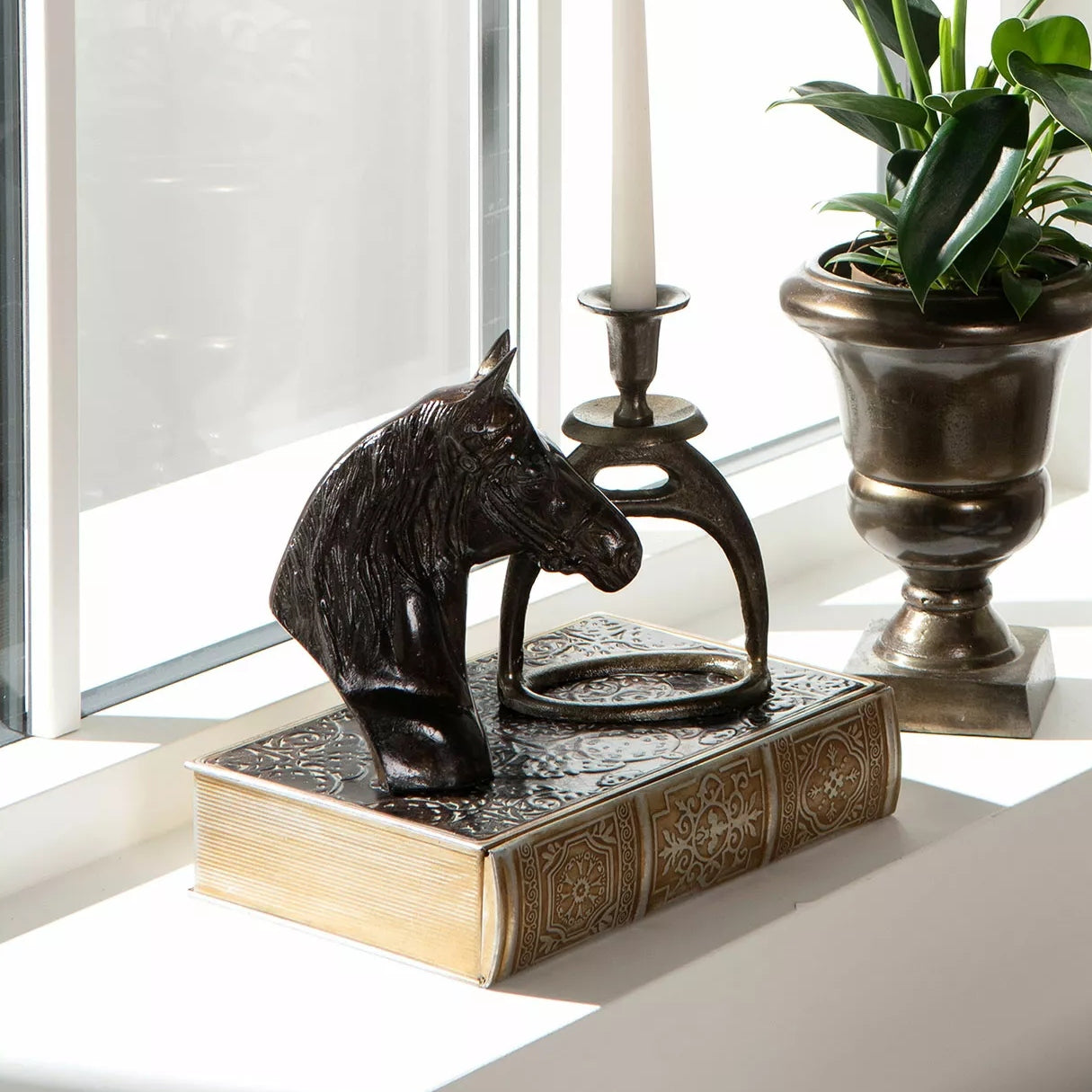 FIGURKA GŁOWA KONIA STARE ZŁOTO