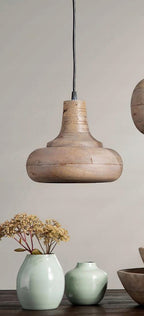 LAMPA WISZĄCA SUFITOWA BOHO DREWNO MANGO 23cm