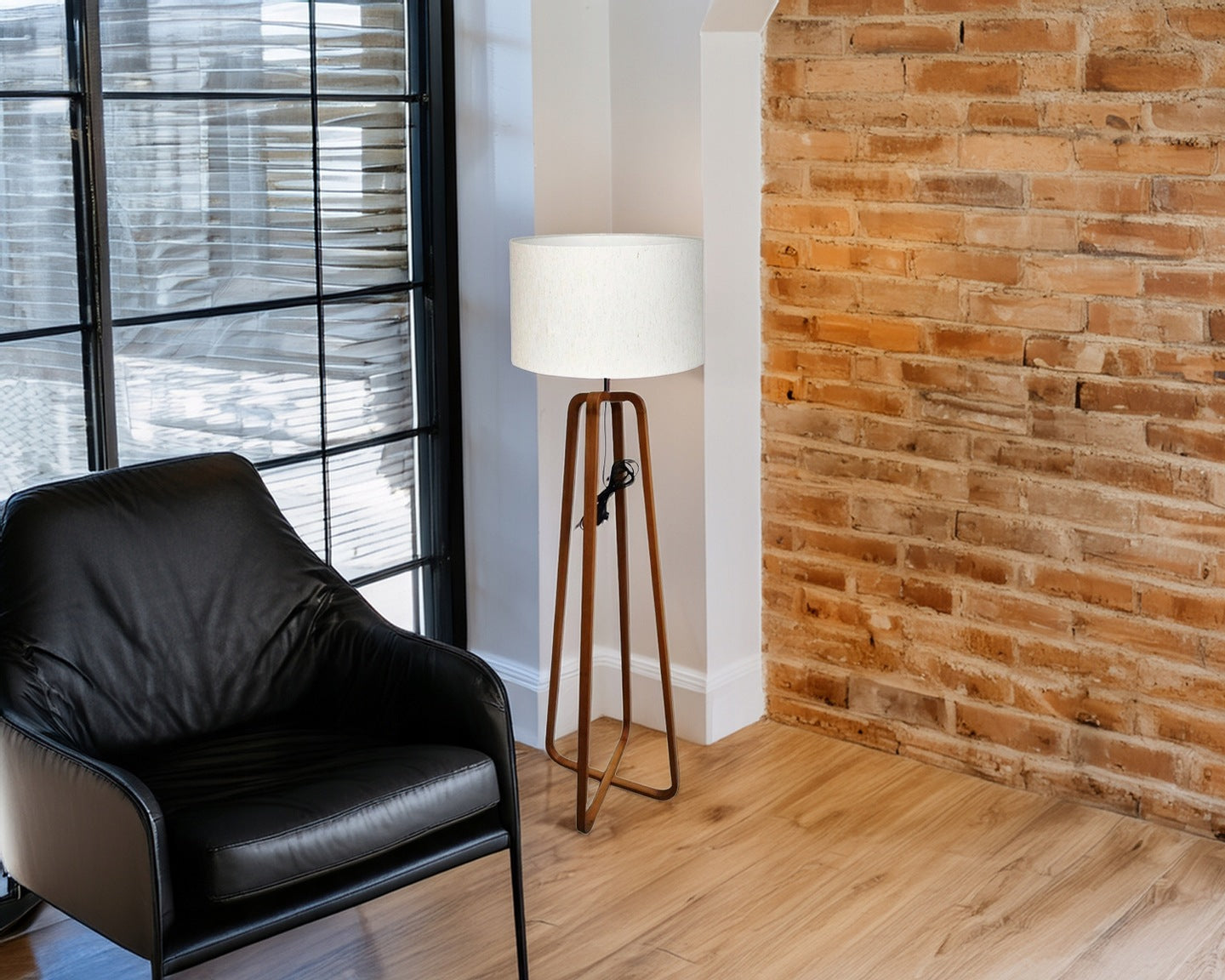 LAMPA PODŁOGOWA DREWNIANA BOHO 140CM