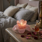 ŚWIECZNIK NA TEALIGHT SZKLANY KWIAT RÓŻOWY OZDOBA DEKORACJA DO DOMU SALONU