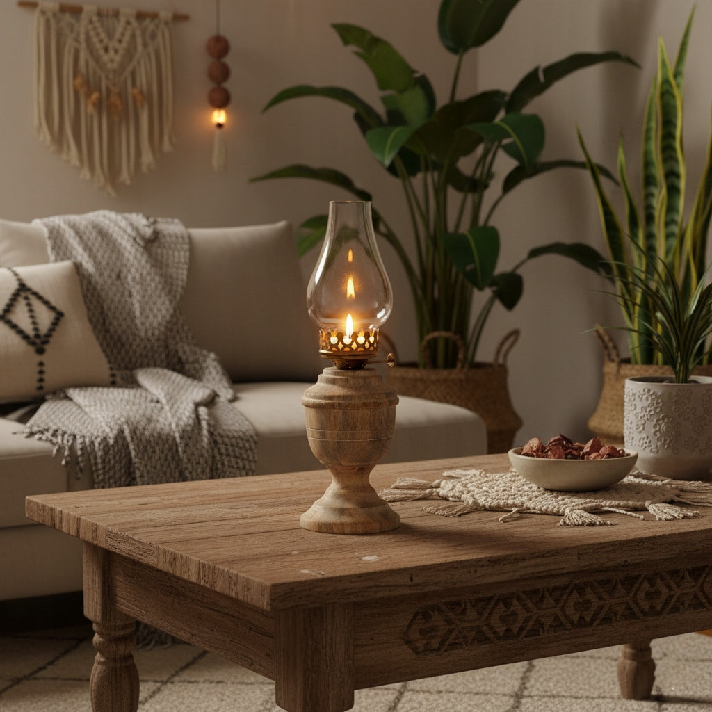 ŚWIECZNIK LAMPA NAFTOWA IMITACJA 30CM