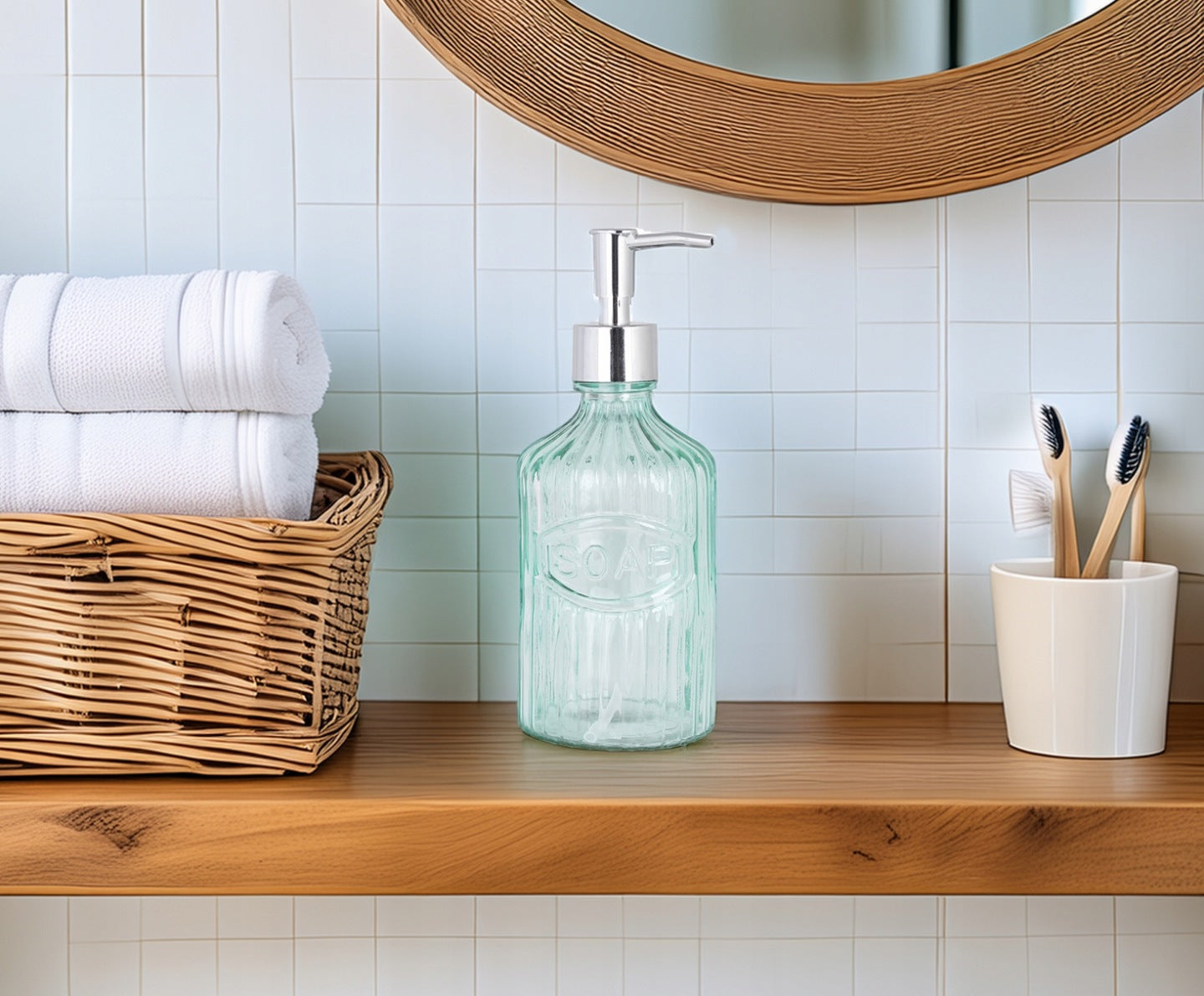 DOZOWNIK SOAP BŁĘKITNY SZKLANY 500ML