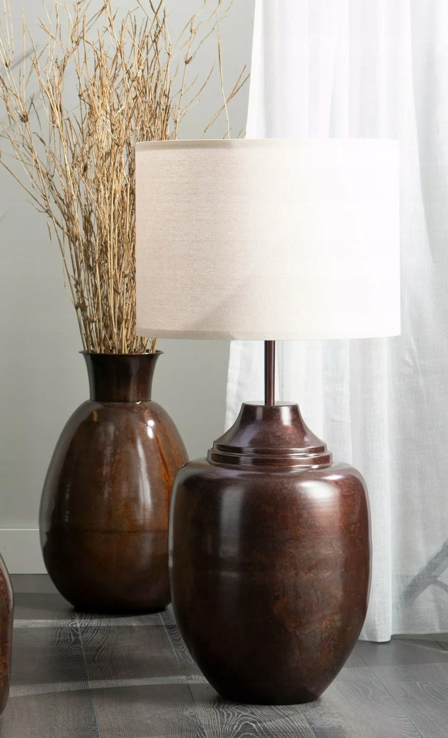 LAMPA PODŁOGOWA DO CZYTANIA 71CM E27 LOFTOWA STOJĄCA STOŁOWA BRĄZOWA DUŻA