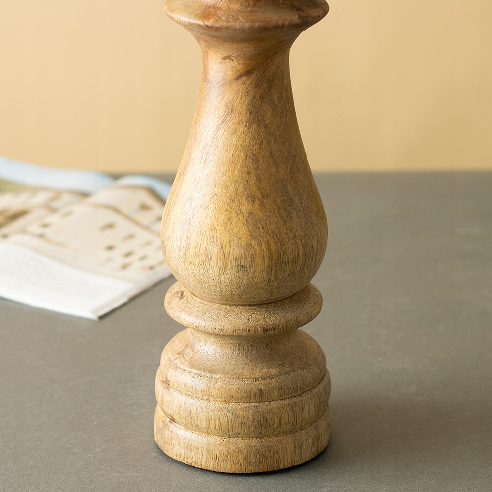 ŚWIECZNIK DREWNIANY BOHO WYS. 28CM