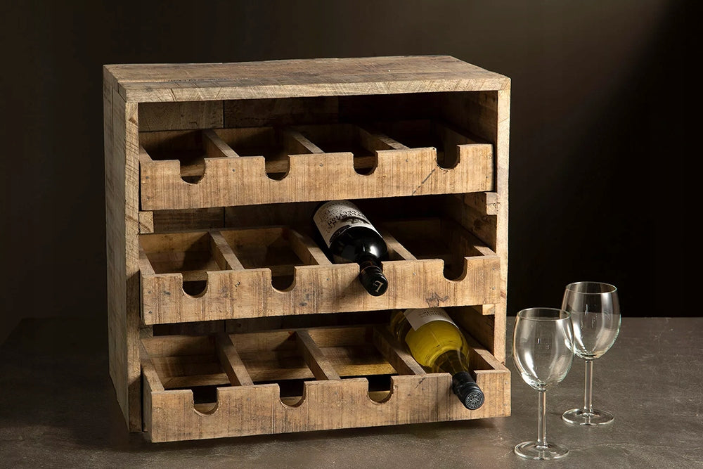 STOJAK NA WINO DREWNIANY BOHO