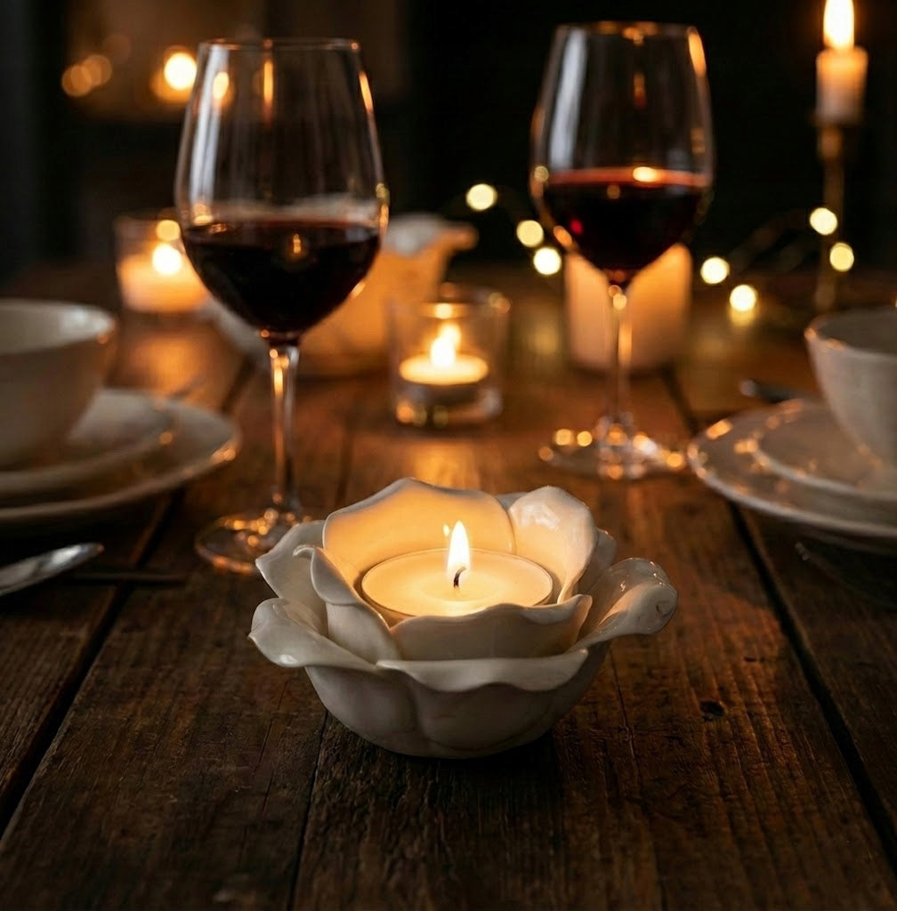 ŚWIECZNIK KWIAT BIAŁY TEALIGHT
