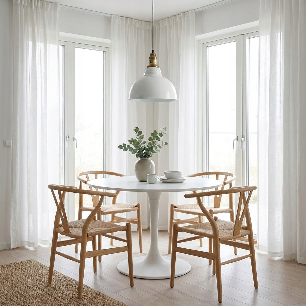 LAMPA SUFITOWA WISZĄCA NAD STÓŁ DUŻA 38cm BIAŁA LOFT METALOWA DO SALONU