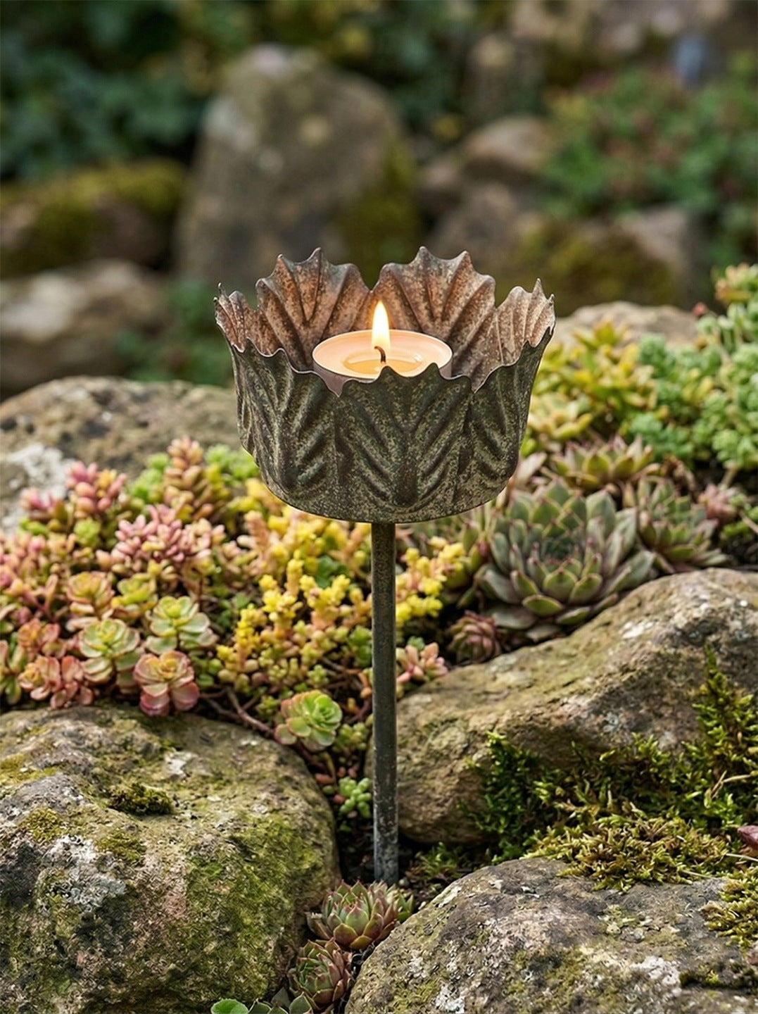 LAMPION DO WBICIA OGRODOWY METALOWY LOFT ZIELONY ŚWIECZNIK TEALIGHT 100cm