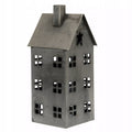LAMPION DOMEK METALOWY SREBRNY 33X15CM