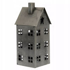 LAMPION DOMEK METALOWY SREBRNY 33X15CM