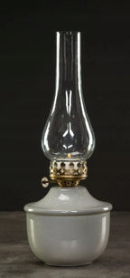 ŚWIECZNIK LAMPA NAFTOWA SZARY TEALIGHT SZKLANY METALOWY SKANDYNAWSKI 34CM