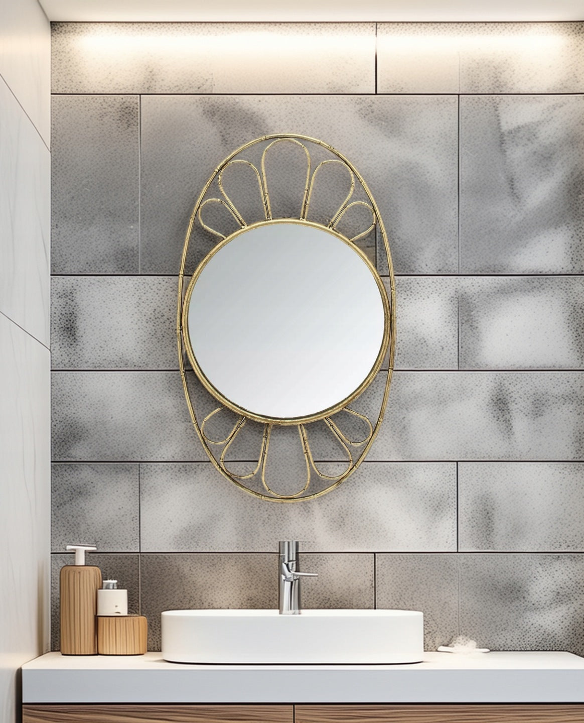 LUSTRO DŁUGIE METALOWE 85CM ZŁOTE