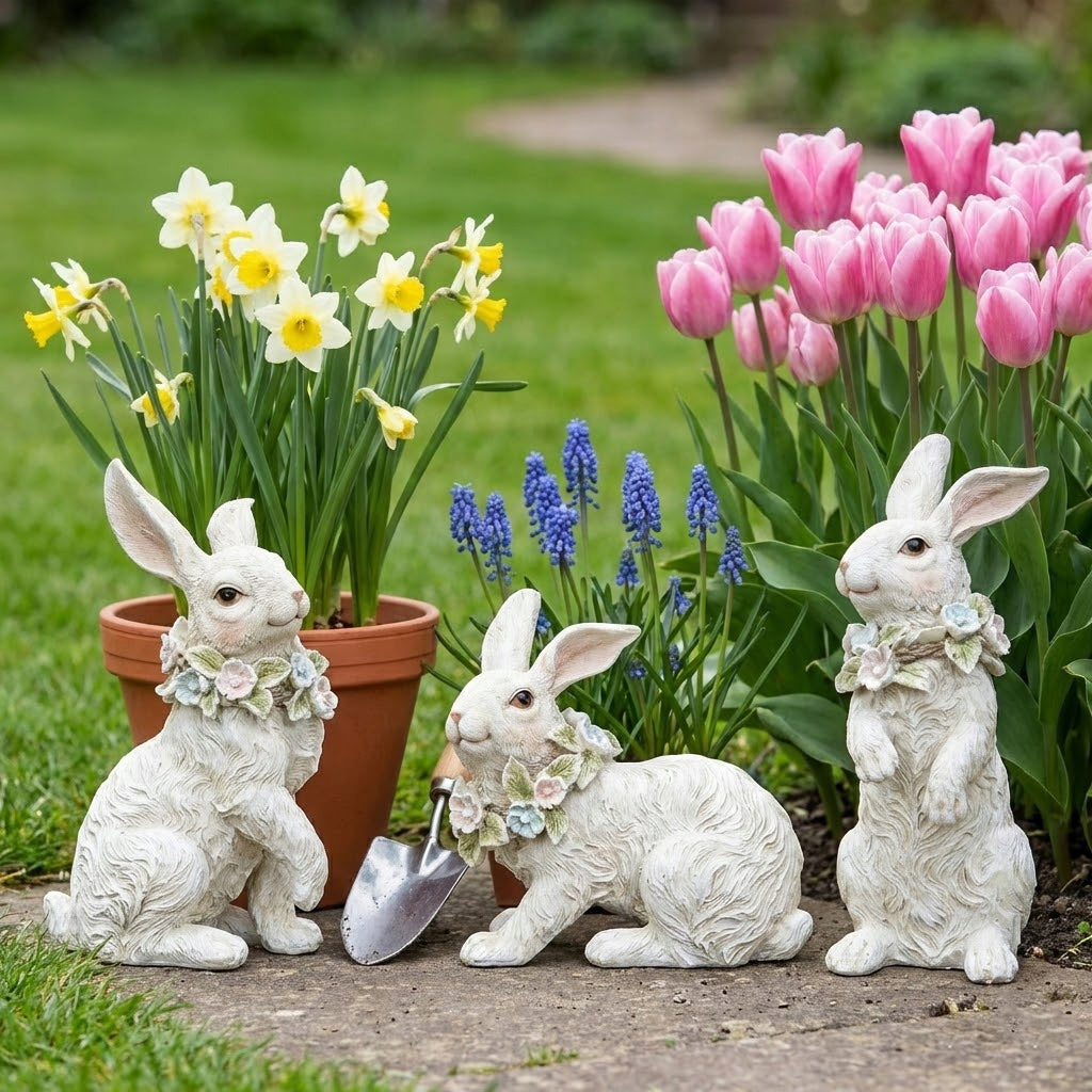 ZAJĄC WIELKANOCNY ZAJĄCE ZAJĄCZKI 3 SZT FIGURKA KRÓLIK NA WIELKANOC PREZENT
