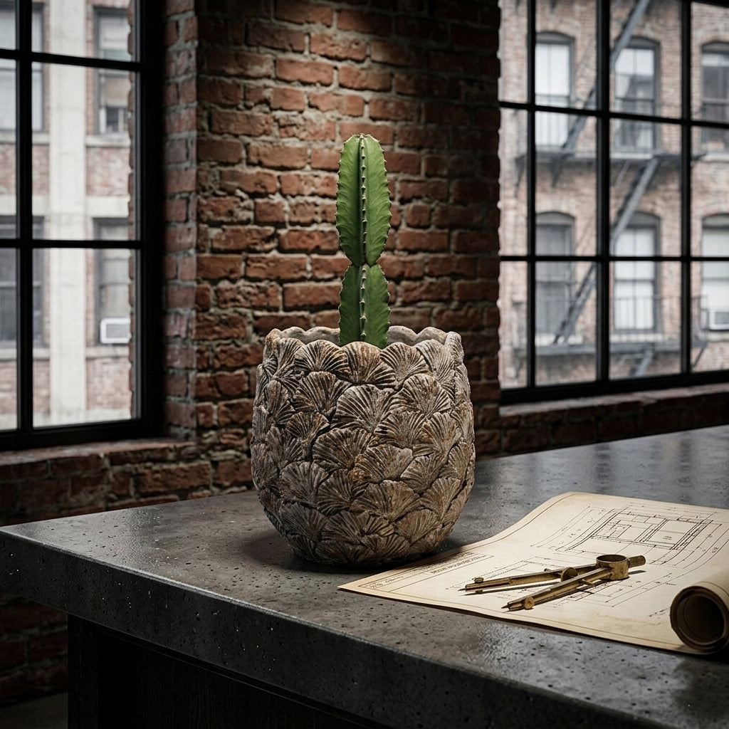 DONICZKA CERAMICZNA NA BALKON TARAS KWIATY SZARA DUŻA 19cm BONSAI OSŁONKA