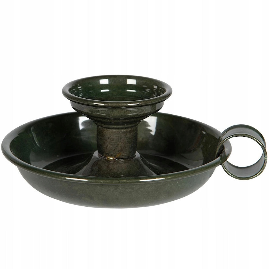 ŚWIECZNIK Z UCHWYTEM KANDELABR ZIELONY LOFT RETRO METALOWY DO SALONU DOMU