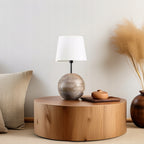 LAMPA STOŁOWA KULA BOHO DREWNIANA 47CM