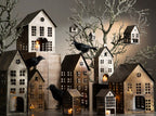 LAMPION DOMEK METALOWY SREBRNY 17X10CM