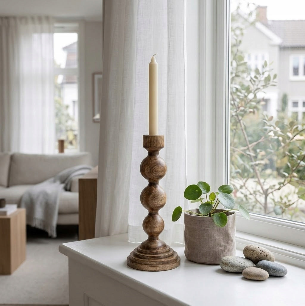 ŚWIECZNIK KANDELABR 30cm WYSOKI BOHO RETRO DO DOMU SALONU DEKORACJA OZDOBA