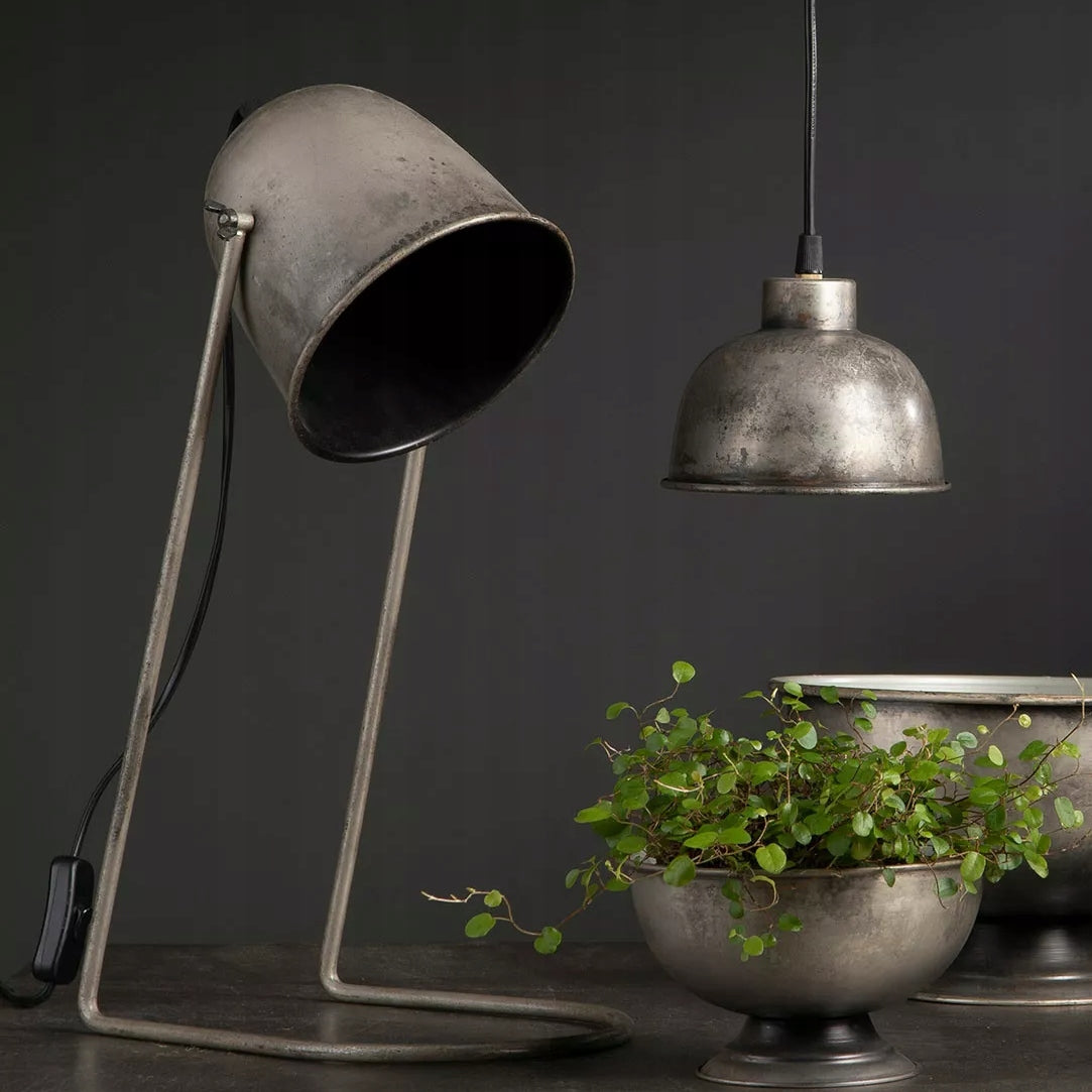 LAMPA STOŁOWA LOFT SREBRNA