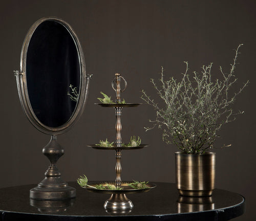 4 SZT. DONICA METALOWA OKRĄGŁA ANTIK STARE ZŁOTO