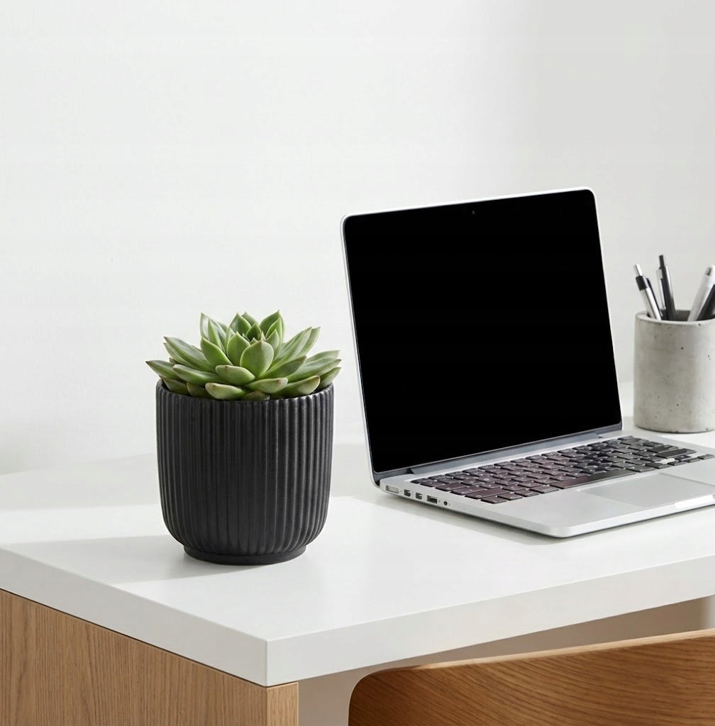 OSŁONKA NA DONICZKĘ CERAMICZNA NA BALKON TARAS BONSAI CZARNA DONICZKA 14cm