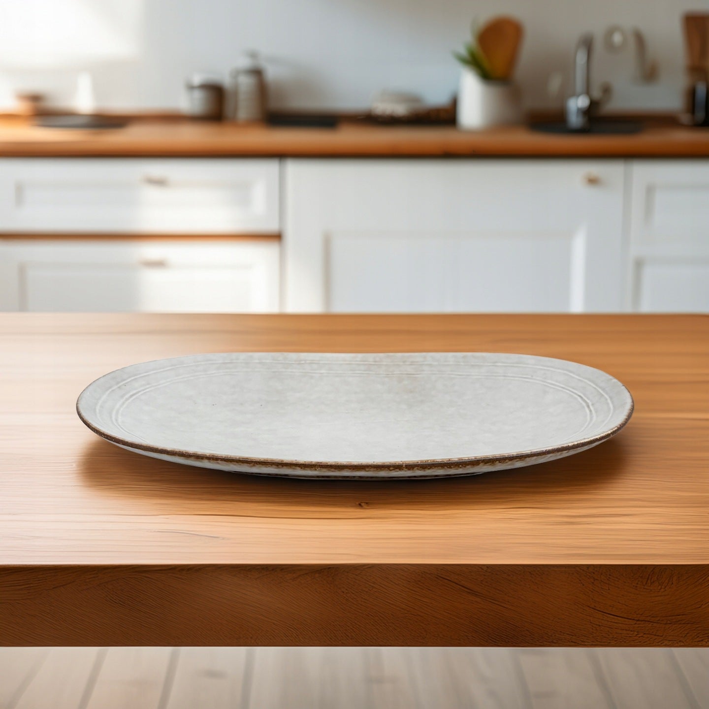 PÓŁMISEK CERAMICZNY jasny szary 36cm