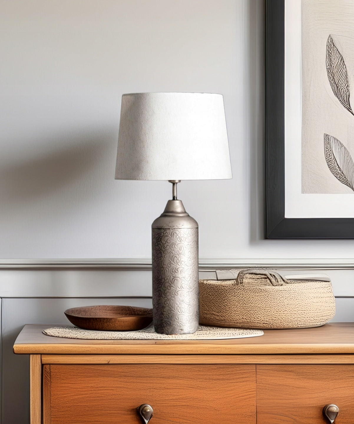 LAMPA STOŁOWA LOFT SREBRNA 53CM