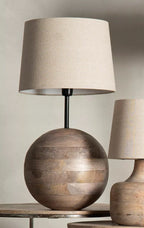 LAMPA STOŁOWA KULA BOHO DREWNIANA 47CM