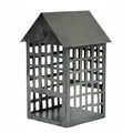 LAMPION DOMEK METALOWY SREBRNY 17X10CM
