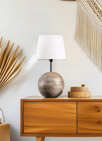 LAMPA STOŁOWA KULA BOHO DREWNIANA 24CM