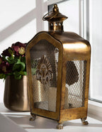 LAMPION ZŁOTY RETRO METALOWY 39CM