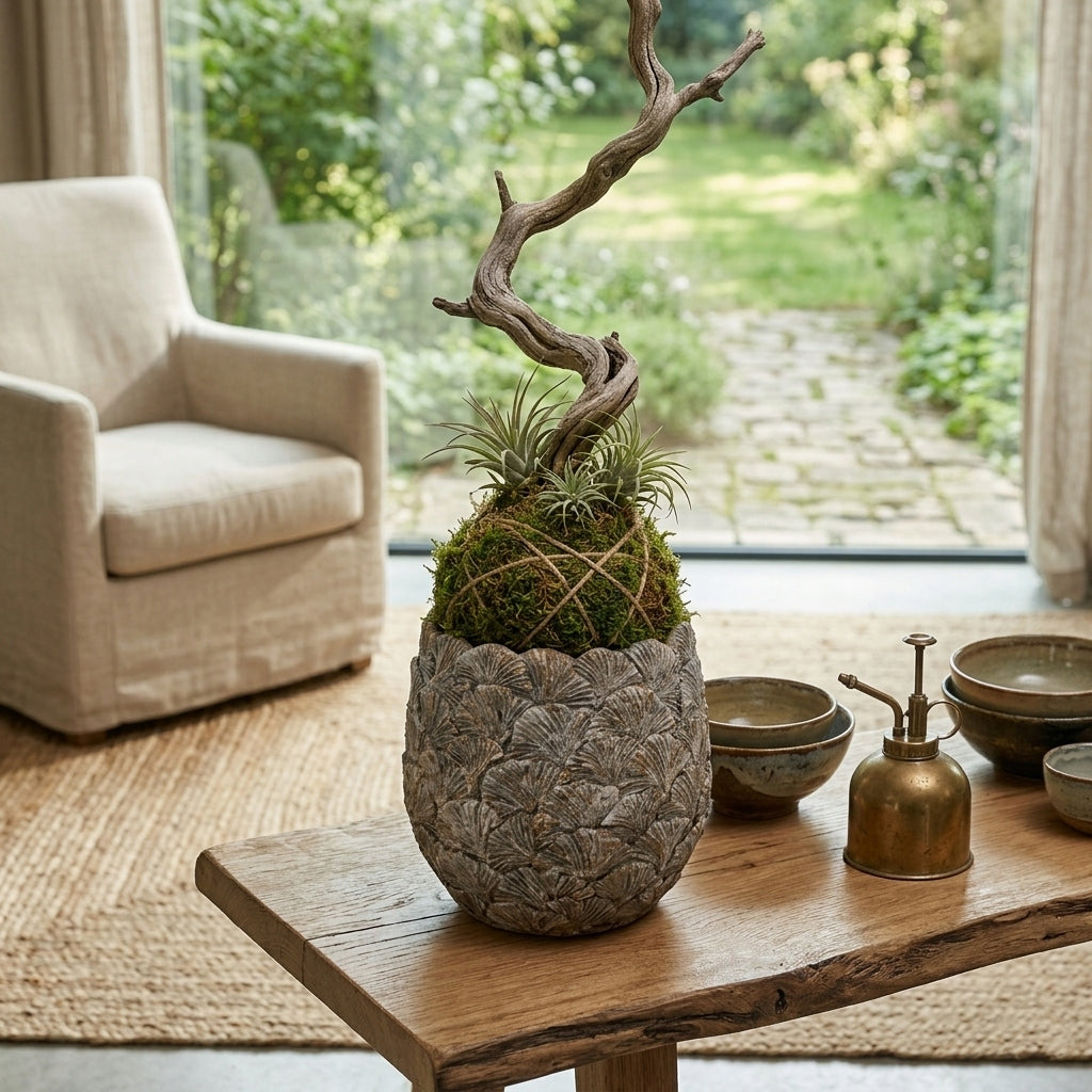 DONICZKA CERAMICZNA NA BALKON TARAS KWIATY SZARA DUŻA 19cm BONSAI OSŁONKA