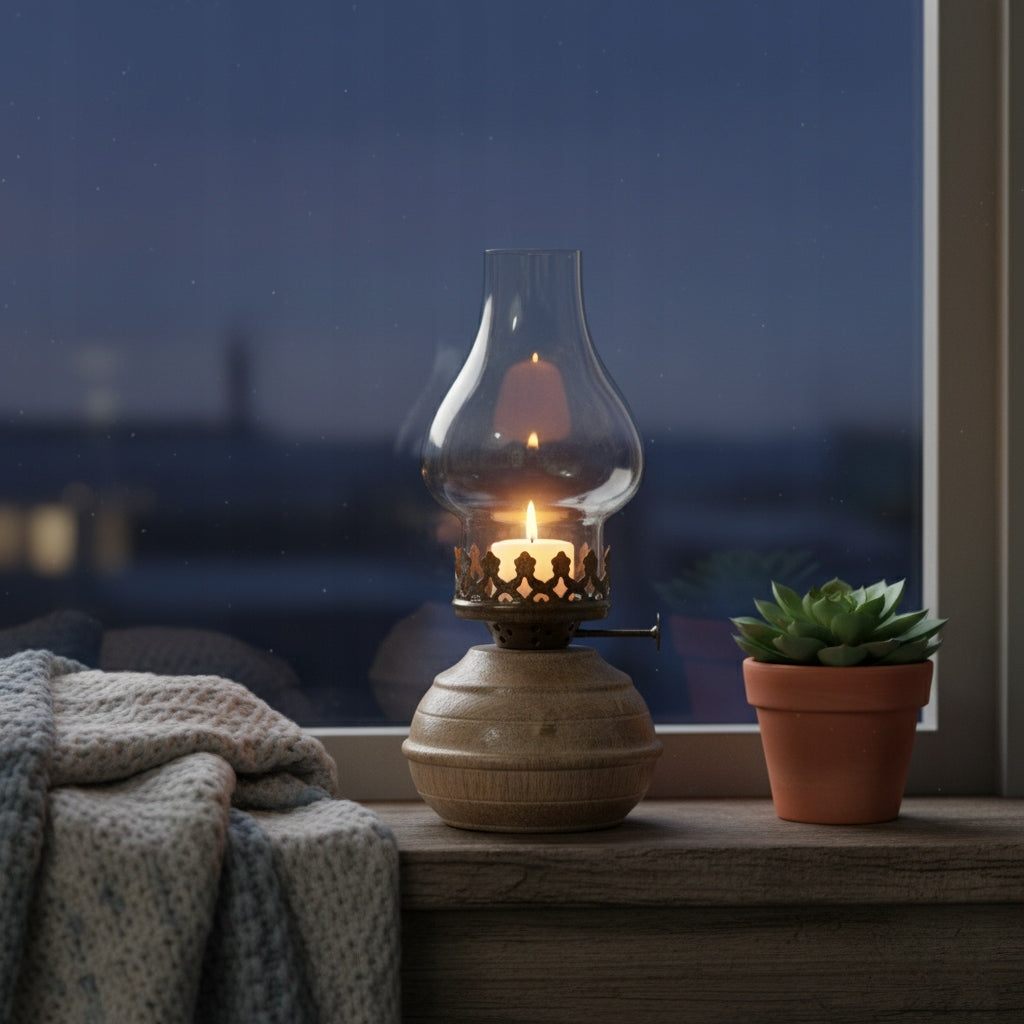 ŚWIECZNIK LAMPA NAFTOWA IMITACJA 20CM