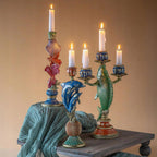 ŚWIECZNIK KANDELABR 30CM WYSOKI OCEAN BOHO RETRO DO DOMU SALONU DEKORACJA