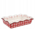 NACZYNIE ŻAROODPORNE ŚWIĄTECZNE CERAMICZNE CZERWONE BIAŁE DUŻE 30cm