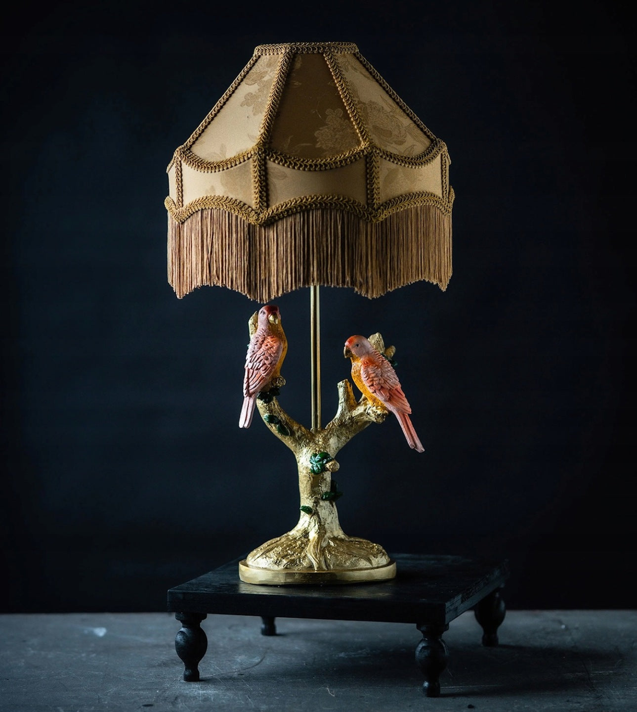 LAMPA STOŁOWA BIURKOWA NOCNA PAPUGA PTAKI 44CM E27 DO SALONU DOMU GLAMOUR