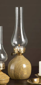 ŚWIECZNIK LAMPA NAFTOWA MIODOWY 34CM