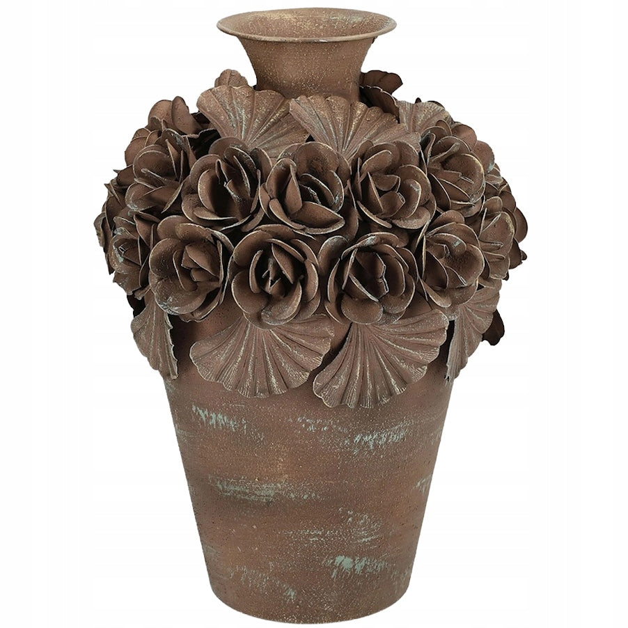 WAZON NA BUKIET KWIATY LOFT BRĄZOWY 30cm DO SALONU DOMU BOHO RETRO LOFT